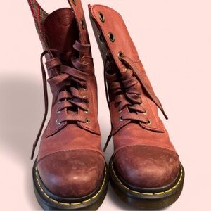 Women's Burgundy Dr. Marten Lace-Up Boots, size 8